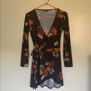 Pretty Little Thing Floral Mock Wrap Dress
